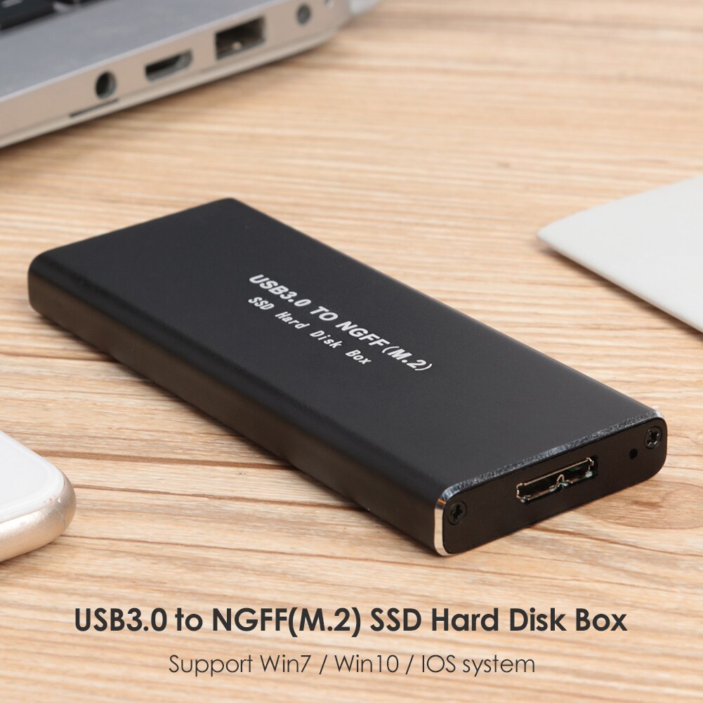 USB 3.0 M.2 NGFF Box Adapter 2230 2242 2260 2280 SSD External Enclosure Case HDD Case with USB Cable Pouch