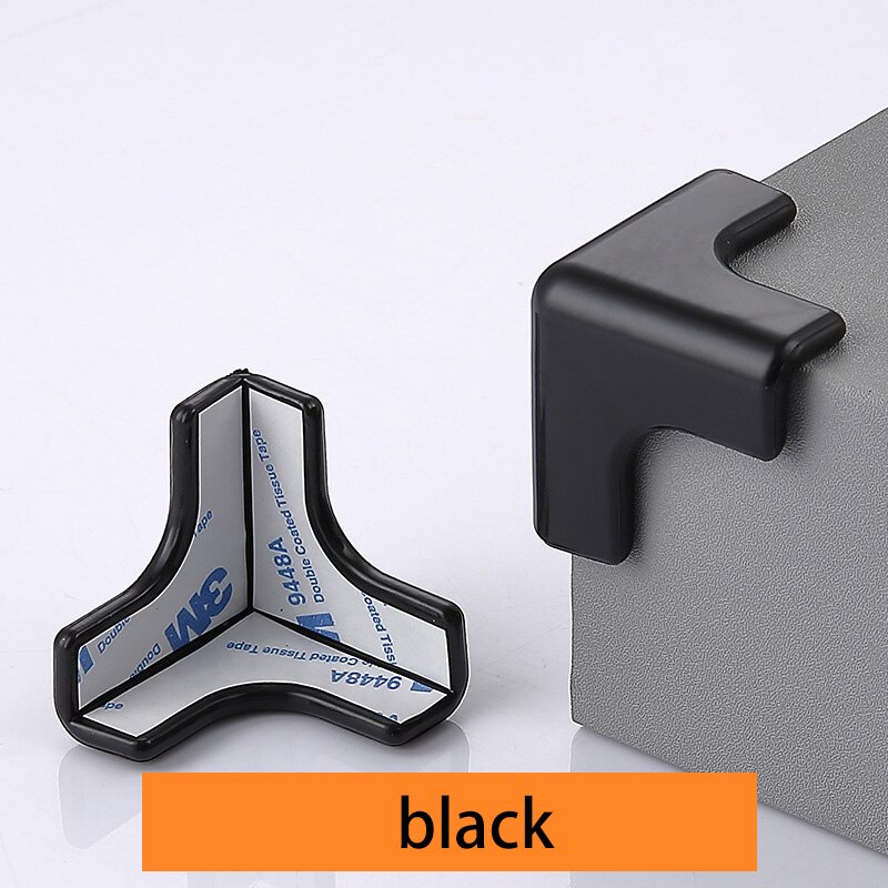 10pcs/lot Rubber Transparent L Shape Baby Safety Silicone Corner Protector Kids Soft Clear Table Desk Edge Corner Guards: black