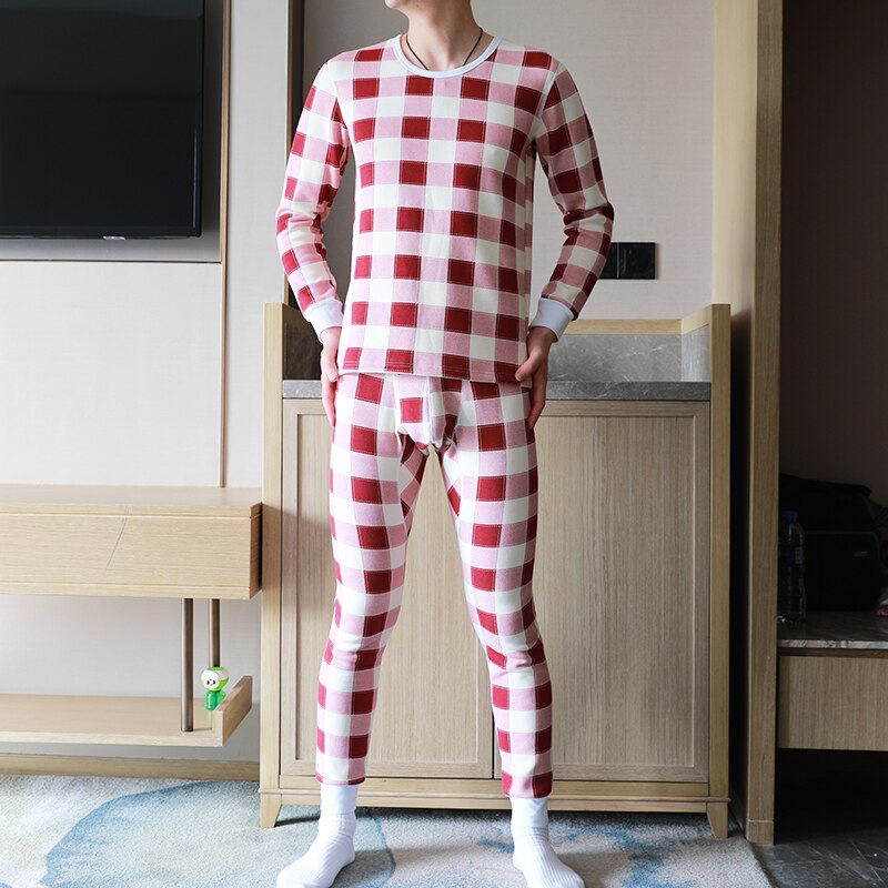 Lange johns sæt mænd undertøj leggins mænd pantalon termico termico string homme herre nattøj pyjamas termisk undertøj mænd: Rød / L