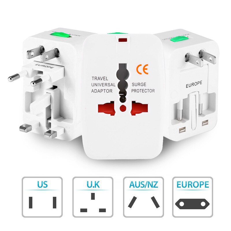 Universal rejseadapter us au eu uk plug plug wall ac power adapter socket converter hvid flammehæmmende abs plug adapter