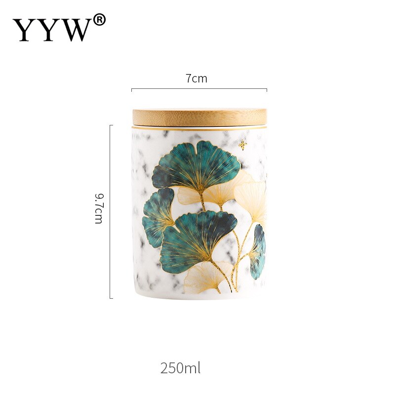 Latas herméticas de cerámica, latas de café nórdicas con tapa de madera, cajas de almacenamiento de fruta seca comida, accesorios de cocina, latas de almacenamiento: 5