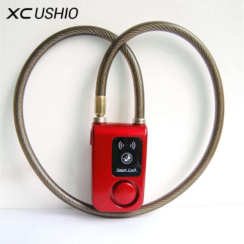 Super intelligent telefon app kontrol smart alarm bluetooth lås vandtæt 110db alarm cykellås udendørs tyverialås