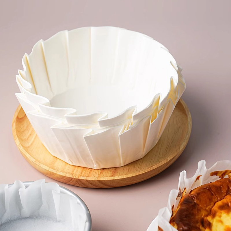 50pcs Basque Cheesecake Oil Paper Tray Foldable Cake Mold Disposable Release Mousse Cake Paper Baking Oil Proof Edge Paper