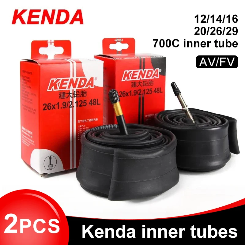 Tubo interno de bicicleta kenda, 2 peças, 20/26/27.5/29/700c/23c schrader presta borracha butílica mtb tubo de bicicleta de estrada pneu interno peças de bicicleta