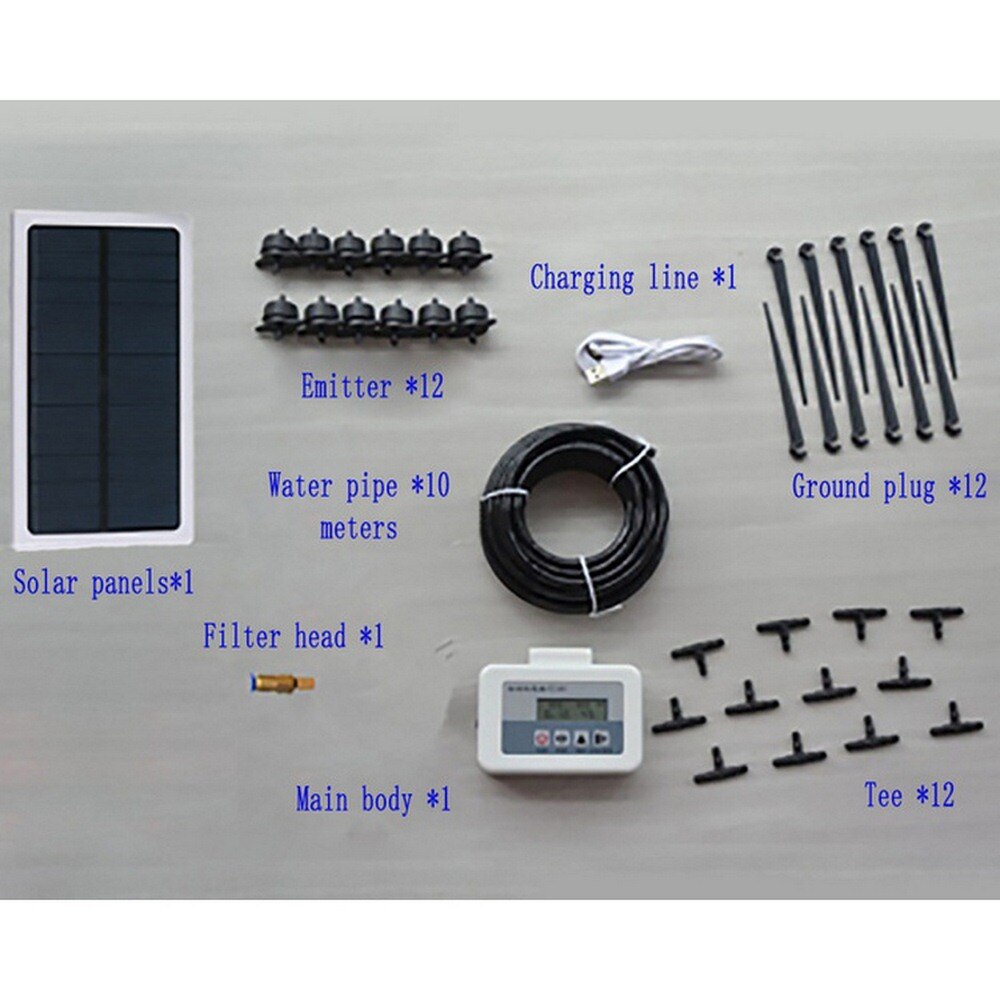 Newest Intelligent Garden Automatic Watering Device Solar Energy Charging Water Pump Timer System Potted Plant Drip Irrigation: with solar panel