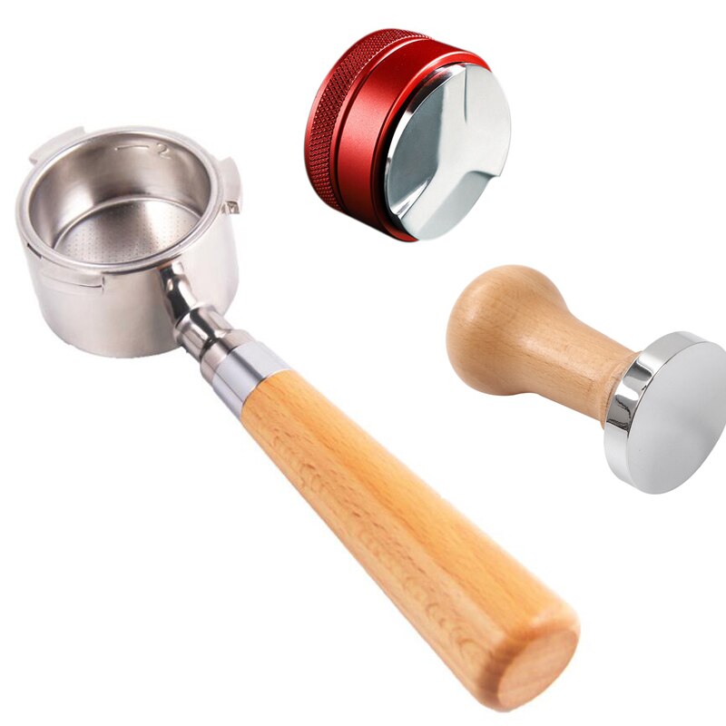 51mm portafilter espresso kaffemaskin til delonghi  ec680/ec685 med 2 stk. 51mm kaffespiller: Trefarge rød
