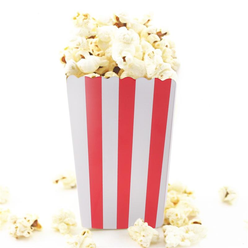 24 stk popcorn kasser holder beholdere kartoner papirpose stribe boks til biograf dessertborde bryllup favor fest forsyninger