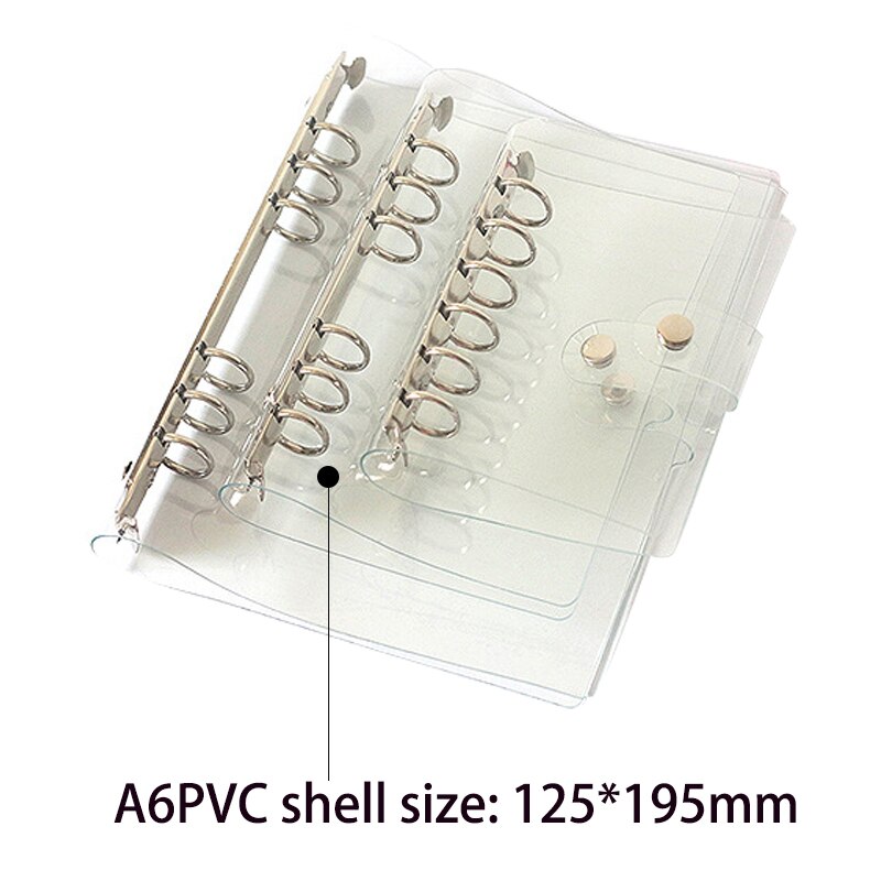 1Pc Transparante Pvc Clip Bestandsmap A5/A6/A7 Notebook Losbladige Ringband Planner Agenda School briefpapier Kantoorbenodigdheden: A6PVC Cover