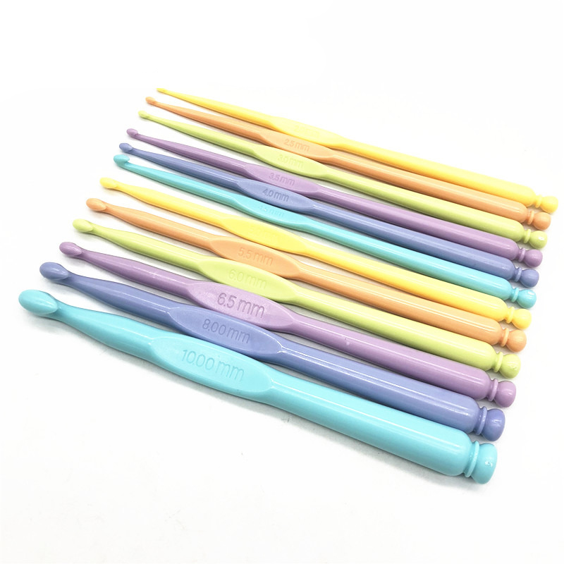 Miusie 2-10 Mm 12 Stks/set Multicolor Plastic Handvat Haaknaalden Breinaalden Knit Craft Haaknaalden Breinaalden