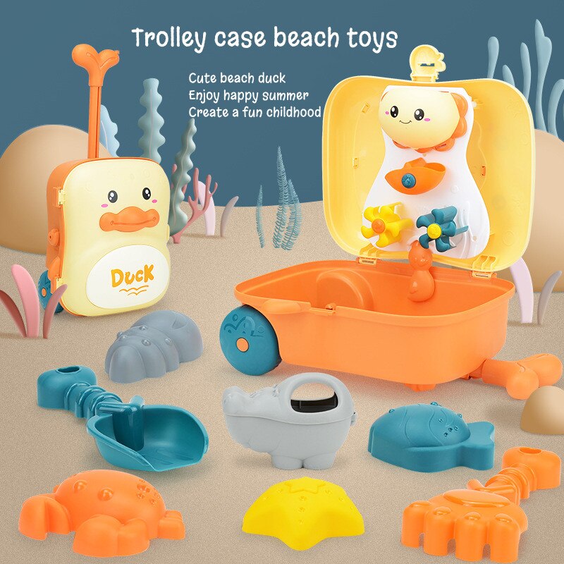 Storage beach shovel toy set children&#39;s mini trolley box play water play sand tool