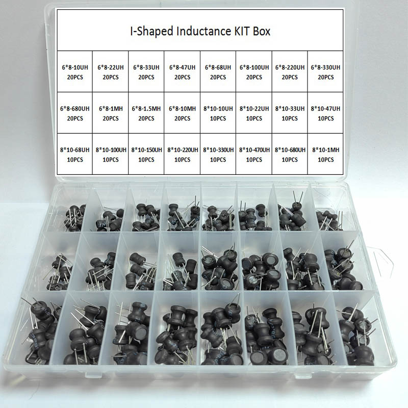 24 Werte ungeschirmte drahtgewickelte DIP-Leistungsinduktivitäten 1uH 4,7uH 33uH 100uH 150uH 220uH 1mH 10mH 20mH I-förmige Spuleninduktivitäts-KIT