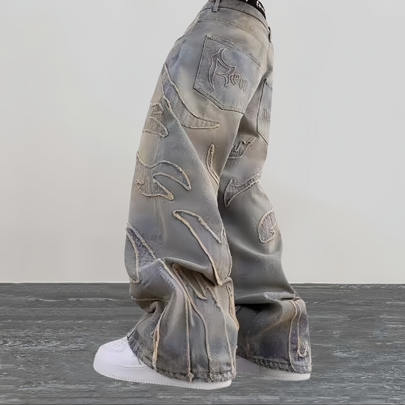 2024 Ropa Y2K Streetwear flamme broderie Baggy empilé jean pantalon pour hommes vêtements Harajuku Vintage femmes gothique Denim pantalon