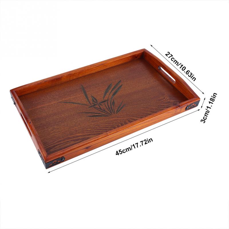 Large Wood Serving Tea Water Drinks Tray Wooden Breakfast Tea Tray With Handle Serving Tray Tea Ceremony Tools 36 x 23 x 3.5cm: 45x27x3cm