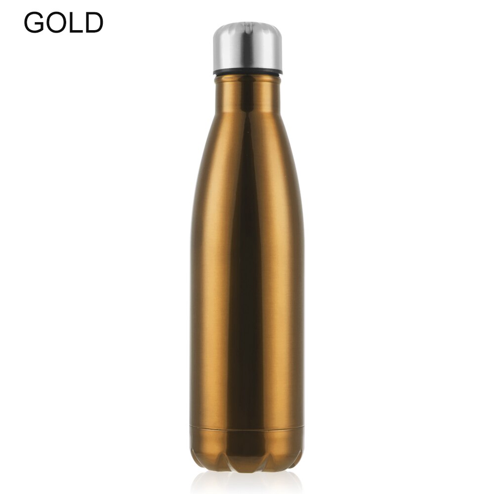 500ml rustfrit stål vandflaske bærbar bpa drikkeflaske gym sport cykling drinkware børneskole: Guld
