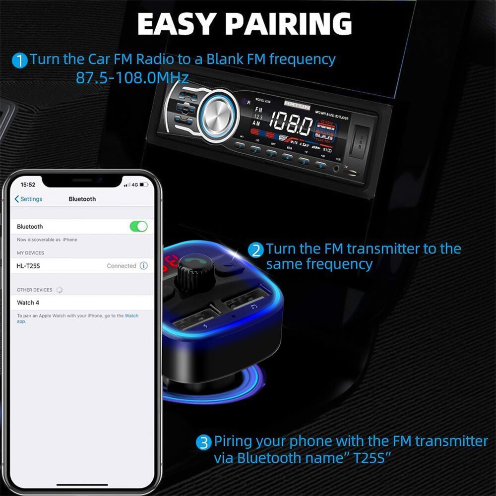 FM Transmitter Handsfree Bluetooth Wireless Car Kit Car Charger With 2.1A Dual USB FM Modulator Transmiter Music MP3 Player