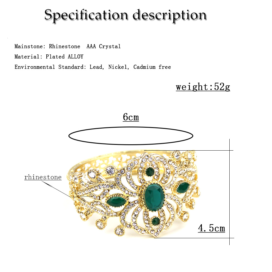 Sunspicems 18K Gold Farbe Kristall Marokko Manschette Armbinde Armreif Algerien Braut Hochzeit Schmuck Blume Türkei Arabisch Armreif