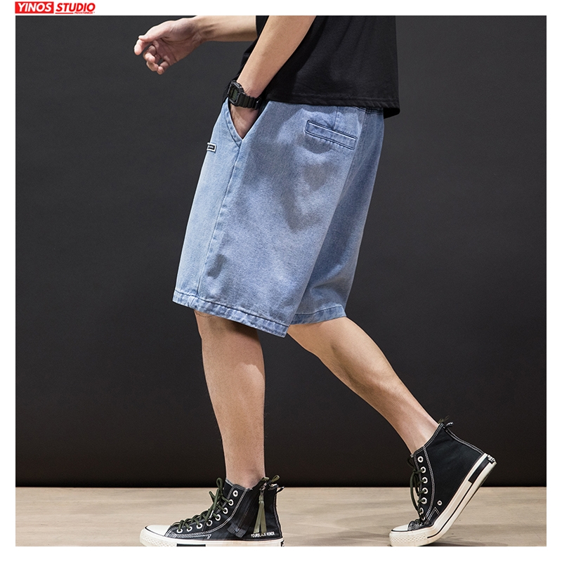 Men Summer Oversize Denim Shorts Mens Knee Length Korean Loose Hip Hop Jeans Male Clothes Shorts 5XL