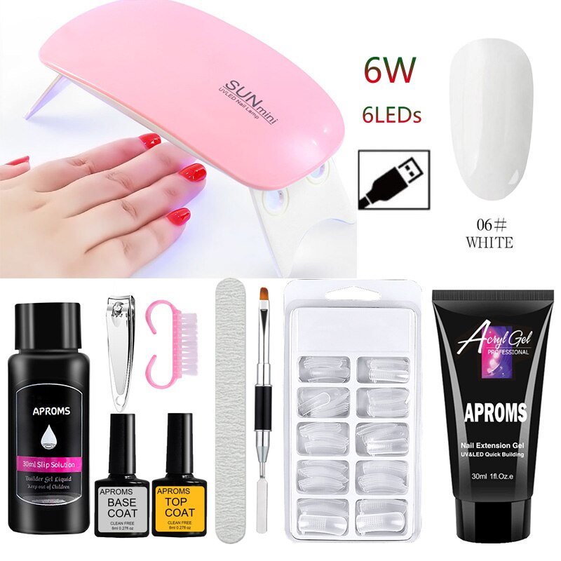 UV LED Nagel Lampe Poly Nagel Gel Erweiterung Nagel einstellen 30ML Poly Nagel Gel UV Nagel Gel Baumeister Manikübetreffend einstellen Salon Nagel Trockner Nagel Bausatz: Poly Gel 6 Mini