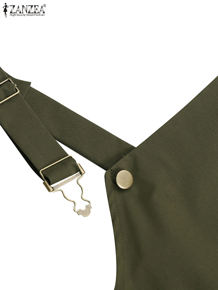 ZANZEA – Robe d'été élégante pour femmes, salopette à bretelles solides, col carré, boucle, 2023