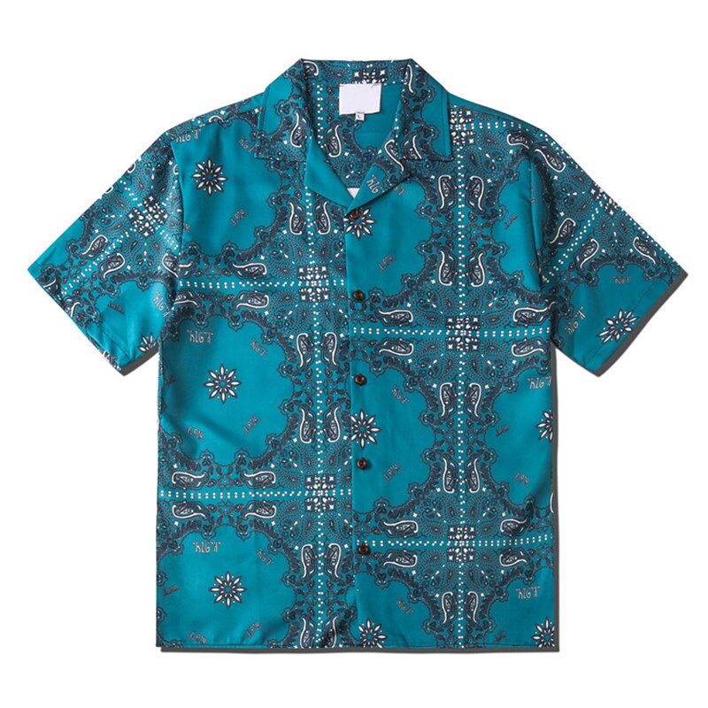 Mørkt ikon bandana hawaiiansk skjorte vintage street herreskjorte sommer mand tøj