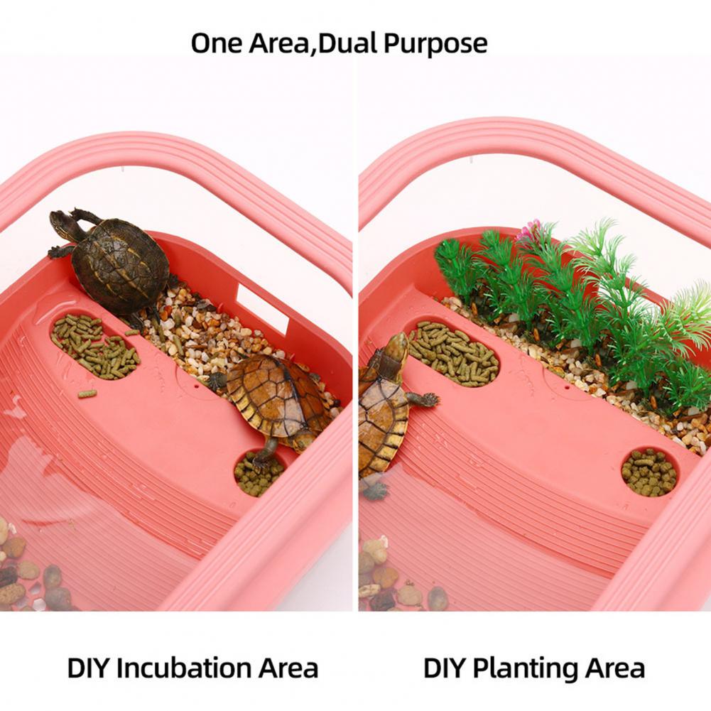 Stable Fish Tank with Bask Platform Anti Slip Slope Reusable Mini Fish Tank Turtles Habitat Container