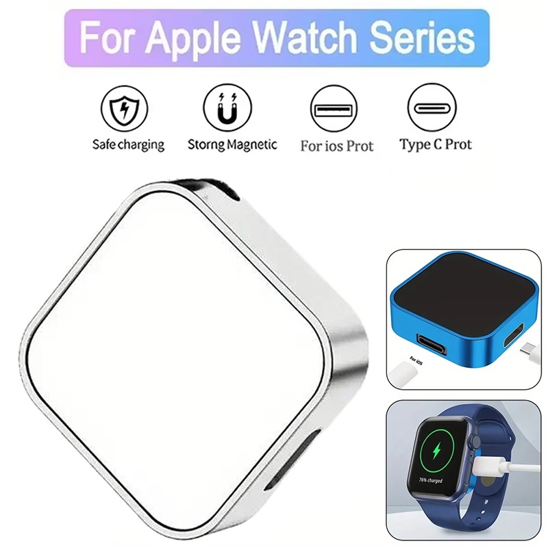 Cargador magnético portátil para reloj inteligente Apple Watch 9 8 7 6 SE tipo C L 8pin cargador de doble puerto cargador inalámbrico para reloj