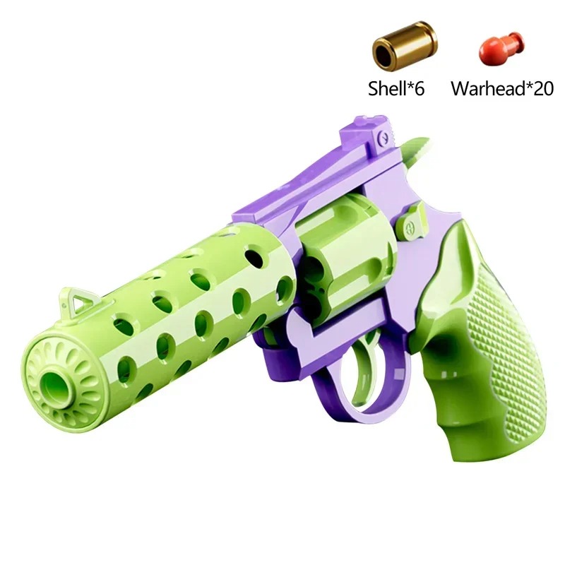 Pistola da deserto con decompressione automatica Espulsione continua a guscio Pistola giocattolo con revólver sospeso vuoto: verde