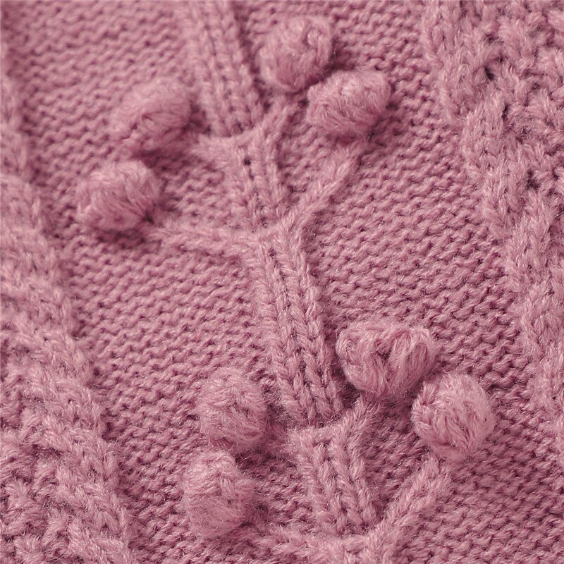 Baby Knitting Sweater Round Neck Long-Sleeve Casual Flower Buttons Girl Autumn Knittwear Top