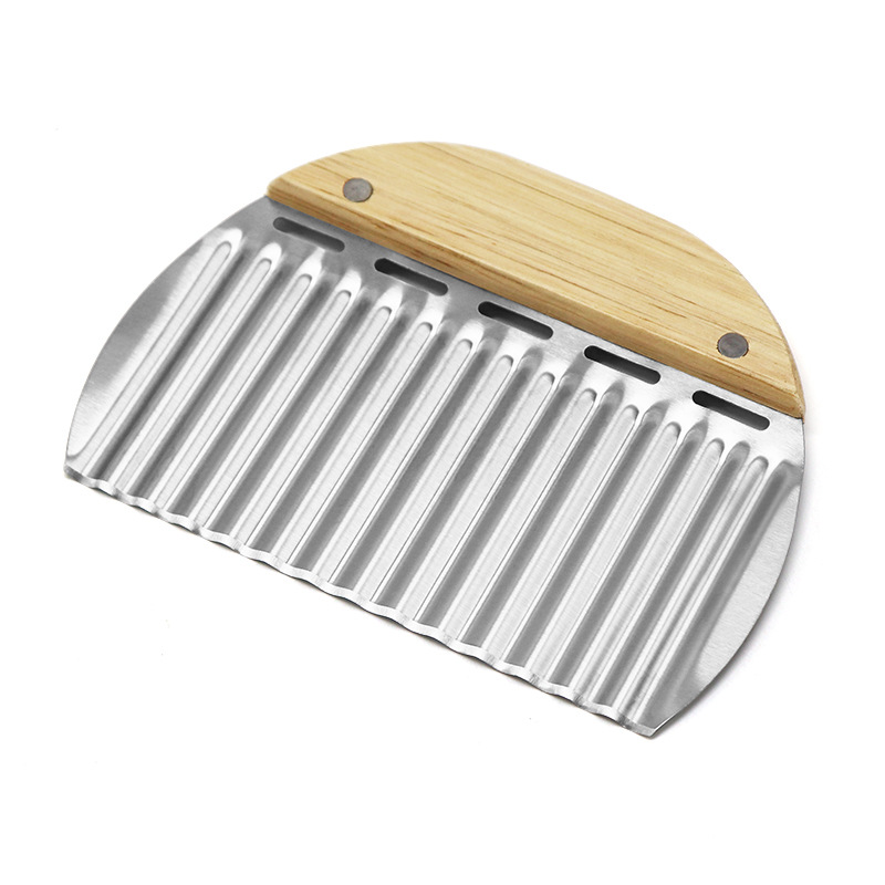 Potato French Fry Cutter Stainless Steel Potato Chip Slicer Kitchen Accessories Wave Knife Chopper Serrated Blade Carrot Slicer: light yellow