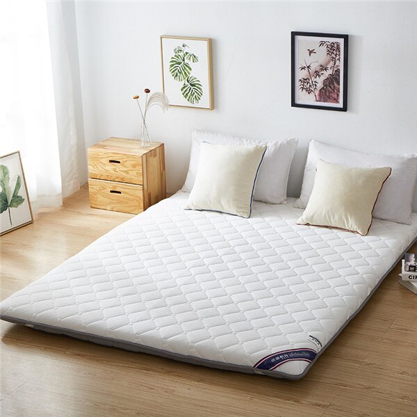 Monteret madras quiltet gulv futon madras blød tyk sammenklappelig madras komfort bærbar camping sovende gæsteseng: 150 x 200cm / Hvid farve