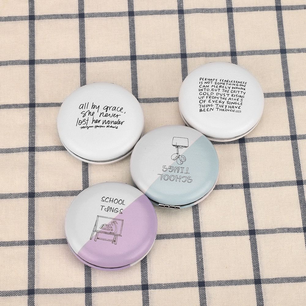 Portable Double-Sided Folding Mirror Cute Princess Mirrors Cactus Print Makeup Mirror For Women Girls Make Up Mirrors