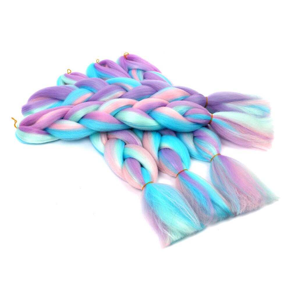 24 cm langt fletningshår 100g 24 cm syntetisk fletningshår ombre flerfarvet hårblanding med fletninger