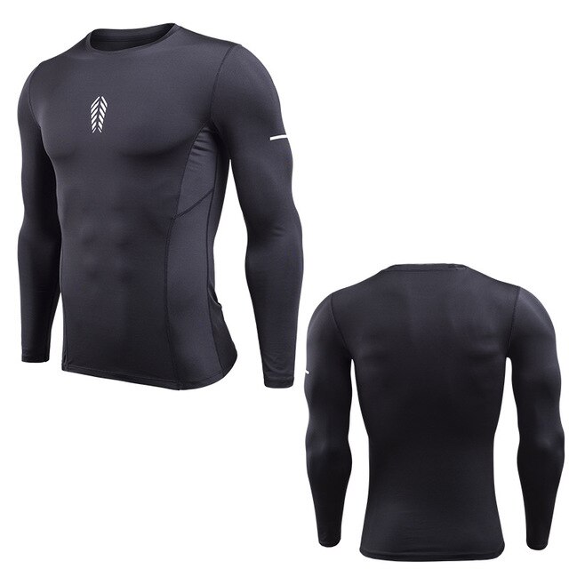 Mma rashgard långärmad löpartröja herr t-shirt elastiska kompressionsskjortor snabbtorkande gym fitness sportkläder toppar: Asiatisk storlek xl