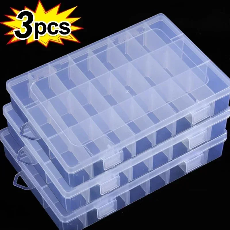 Transparante Plastic Opbergdoos Sieradendoos Compartiment Verstelbare Container Voor Kralen Oorbel Doos Voor Sieraden Rechthoek Dozen Case: Zilver