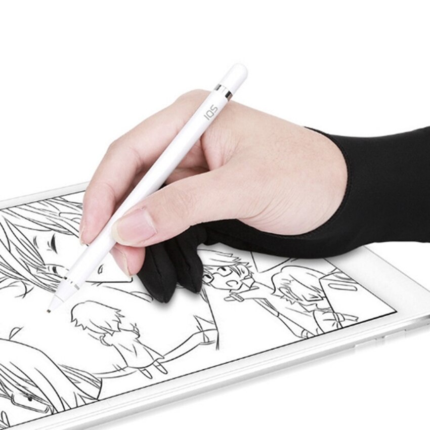 Artist Gloves for Drawing Tablet, S/ L Size, Drawing Gloves with Two Fingers for Paper Sketching, Tablet, Graphics Painting