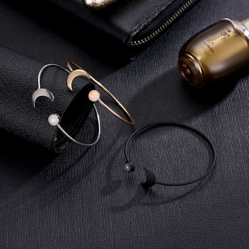 Kvinder armbånd armbånd damer måne armringe smykker par håndlavede trendy sølvfarve legering pulseraser