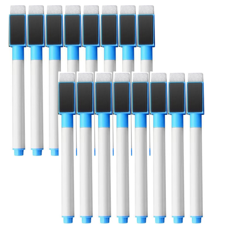 16 stuks 8 kleuren kinderwhiteboardpen leraren en studenten magnetisch absorbeerbaar whiteboard kleurrijke grote capaciteit borstel: Light Grey