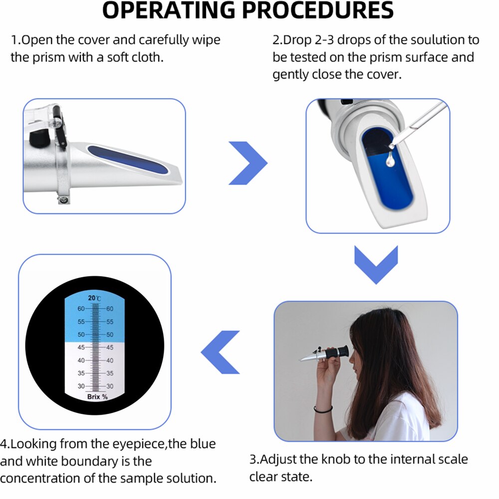 28-62% Brix Refractometer for sugar content fruit juice liquids Handheld Tester accuracy Brix measurement instrument 50%off