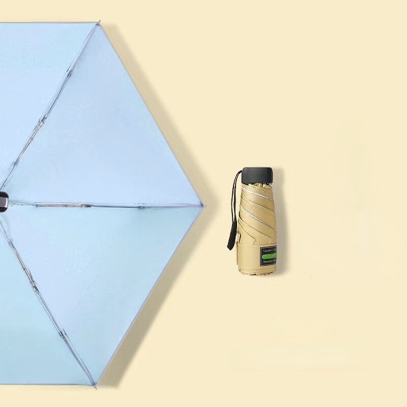 Petit parapluie plat léger et Portable, en titane, argent, titane, cinq plis, pliable, Portable