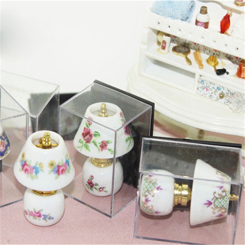 Mini keramisk lampe miniaturer dukkehus legetøj porcelæn miniature 1:12 bordlampe dukkehus 1:12 tilbehør