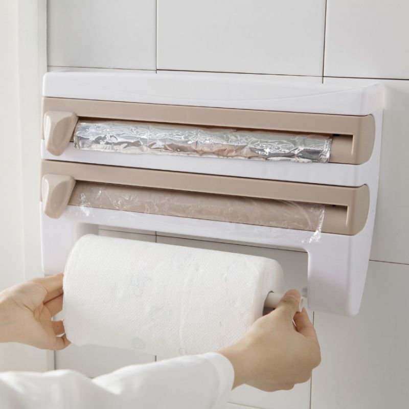 Dispensador de rollo de papel para cocina montado en la pared película adhesiva y dispensador de papel de aluminio de cocina toallero de papel