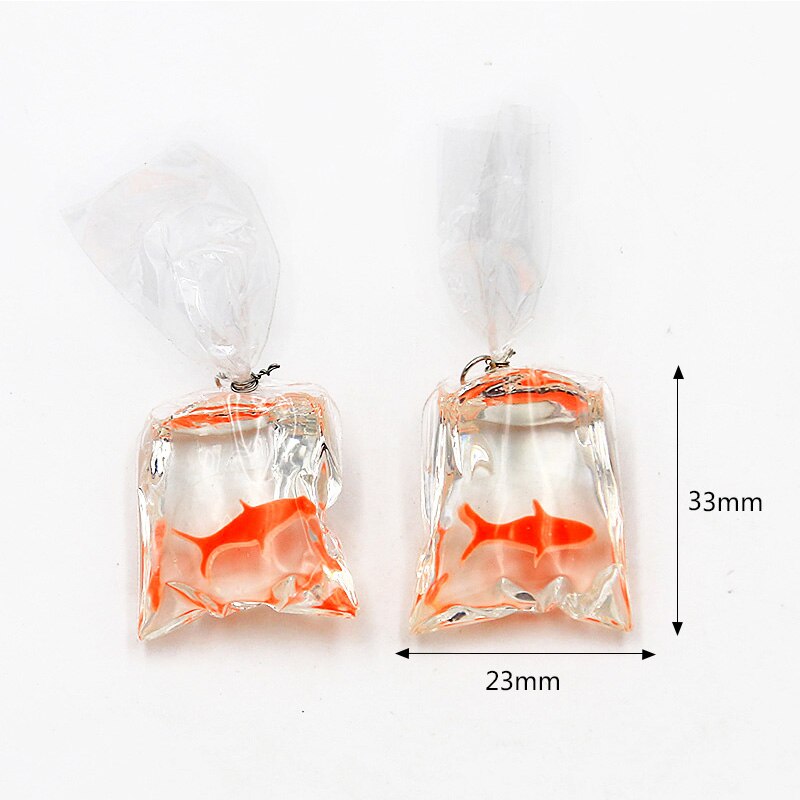 6 pçs 2 cor transparente resina peixinho encantos pequenos peixes na água saco de jóias pingente de saco de peixe brincos pingente artesanal diy ma