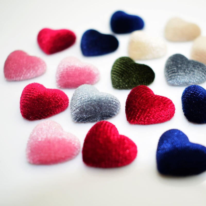 estilo 50 unids/lote 16mm tela de terciopelo Coverd forma de corazón botones traseros planos accesorio para ropa Diy joyería/decoración de la ropa