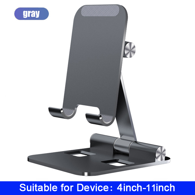 Metallener handyhalter/tablet-ständer für ipad pro, höhenverstellbar, faltbar, winkelverstellbar, tischhalterung für handys, iphones, samsung- und huawei-geräte: Yy gray