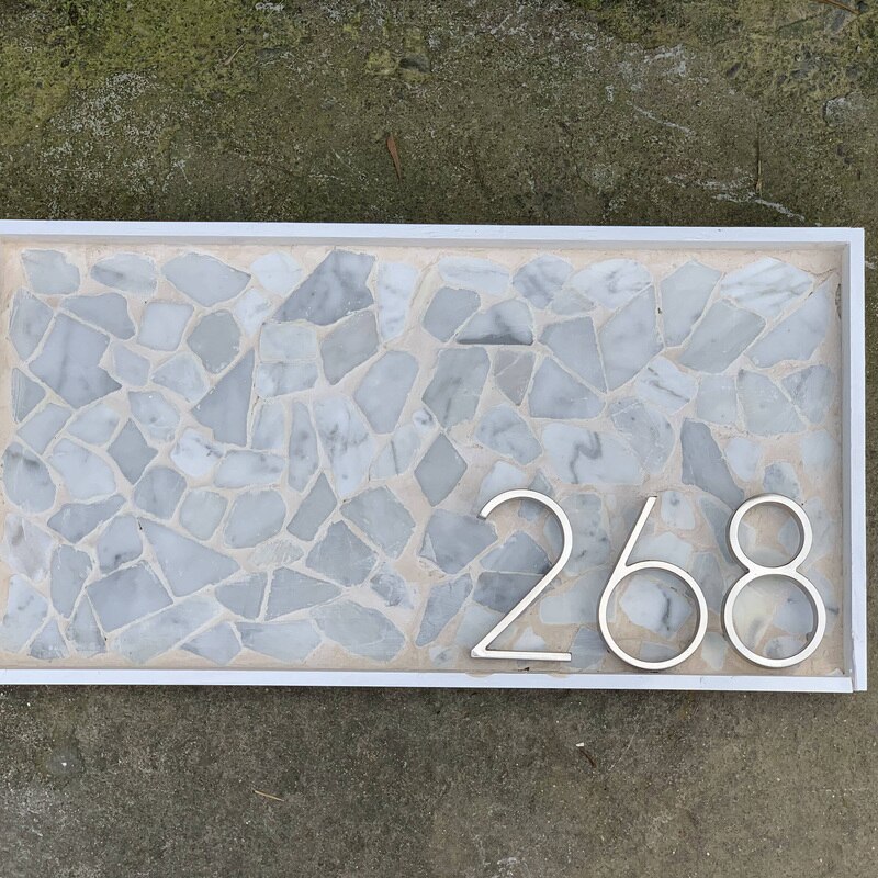 12cm store 3d moderne husnummer dør hjemmeadresse numre til husnummer digitale dør udendørs skilteplader 5 tommer.  #0-9 sølv