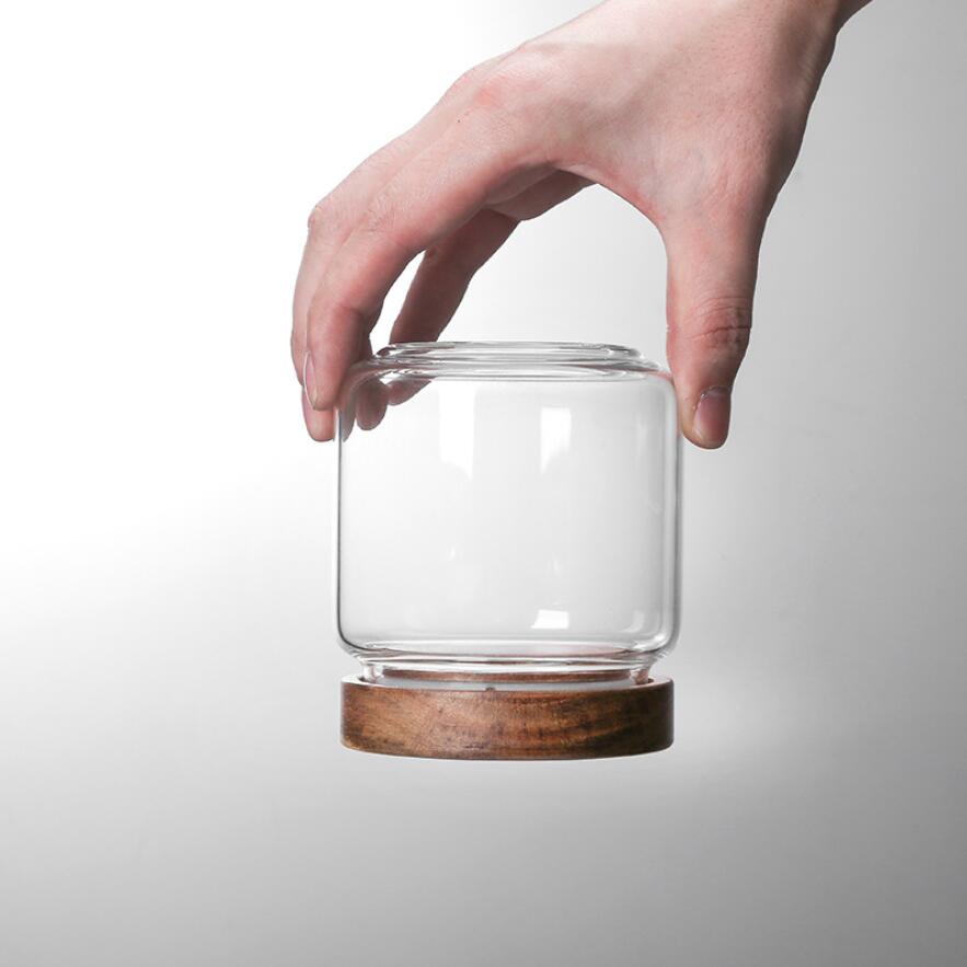 Matglass med trelokk oppbevaring kjøkken matte krydder krydder blomst te frokostblanding lufttette glasskrukker forseglet beholder