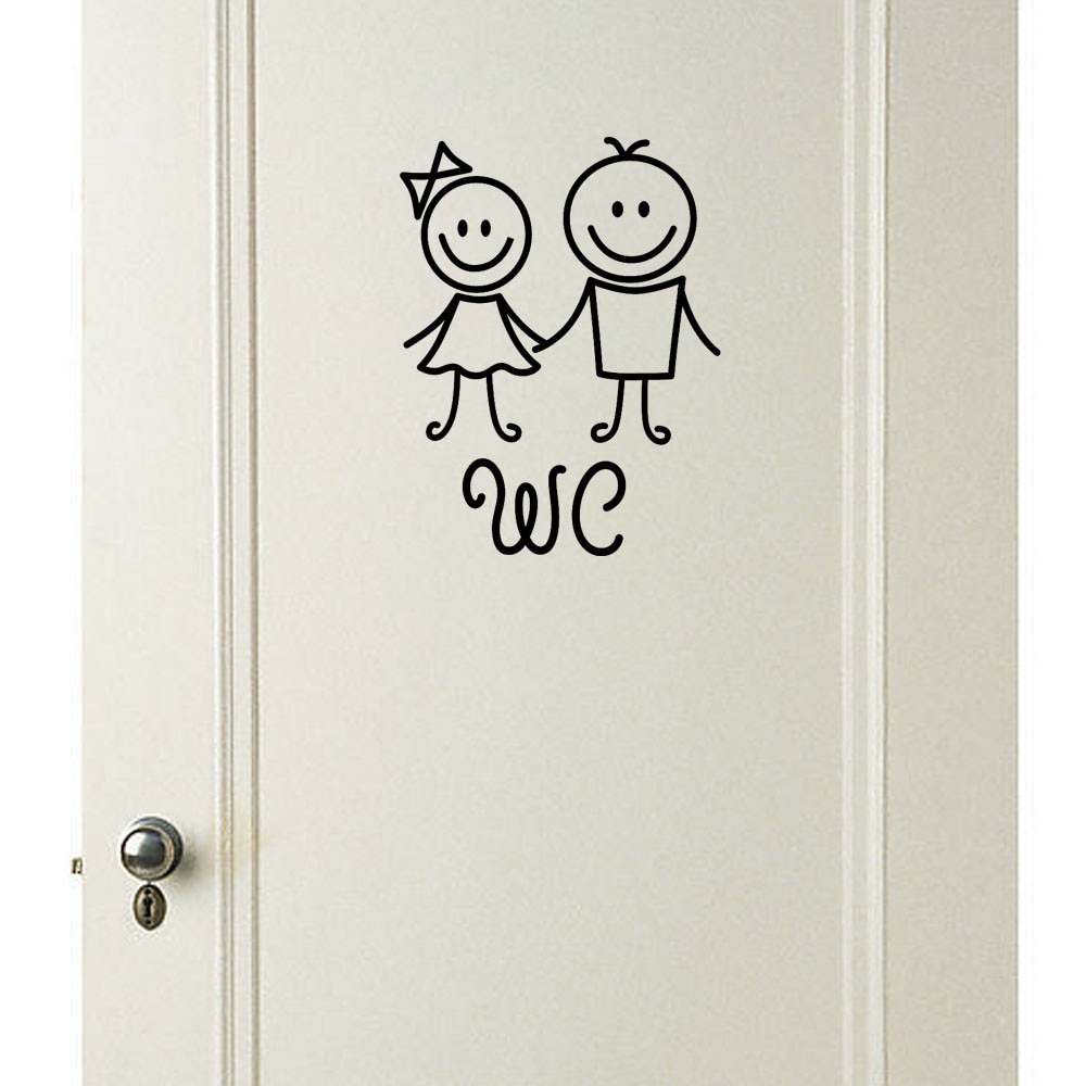 Muurstickers Pegatinas Wc Sticker Wc Sticker Verwijderbare Leuke Man Vrouw Kinderen Washroom Wc WC Sticker Familie DIY Decor