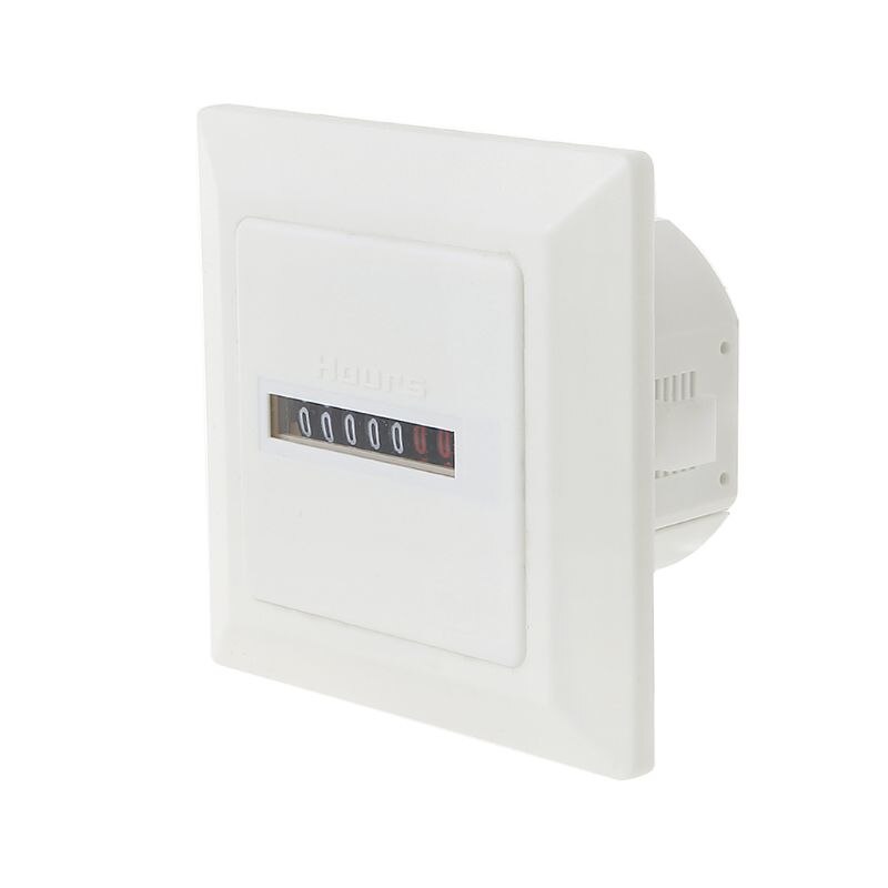 HM-1 Timer Square Counter Digital 0-99999.9 Hour Meter Hourmeter Gauge 0.3W AC220-240V / 50Hz AC: White