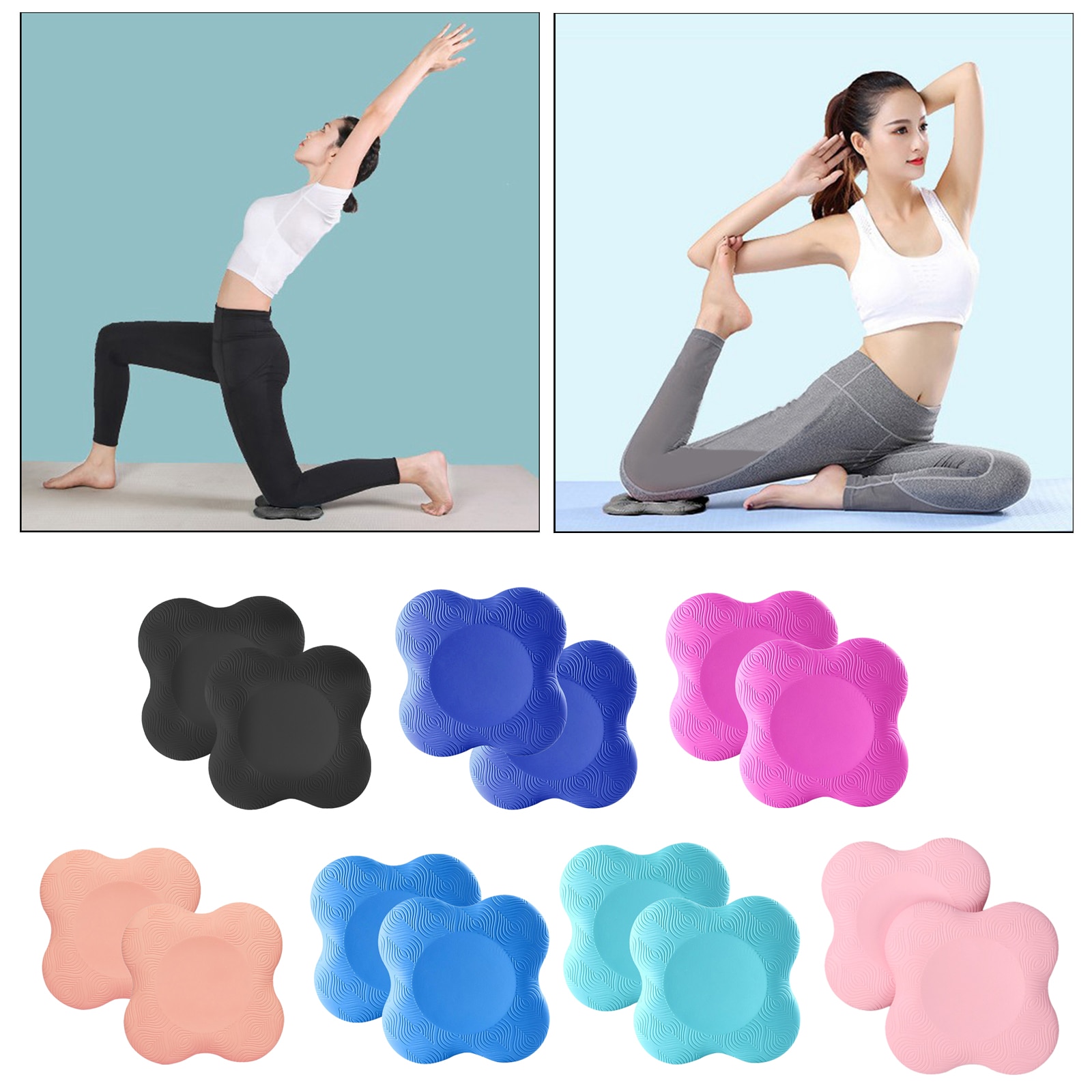 2x rutschfeste yogamatten-knieschoner für fitness-workouts, plank, reise-fitnessstudio, 20 x 20cm