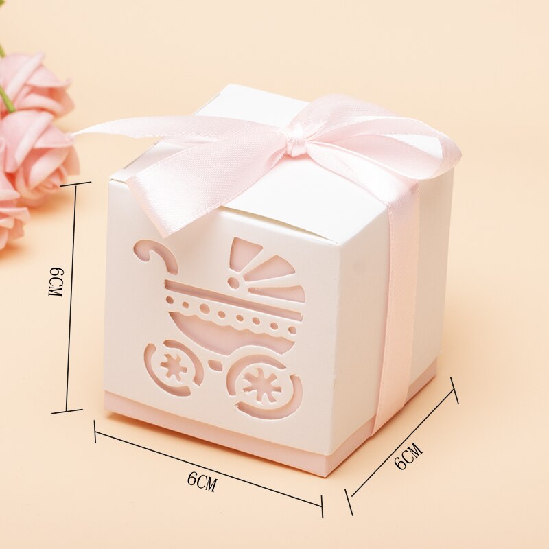 10 Stks/zak Leuke Candy Box Kinderwagen Blauw & Roze Papier Geschenkdozen Decoratie Voor Kinderen Verjaardagsfeestje Diy Baby douche Benodigdheden 5Z: Pink